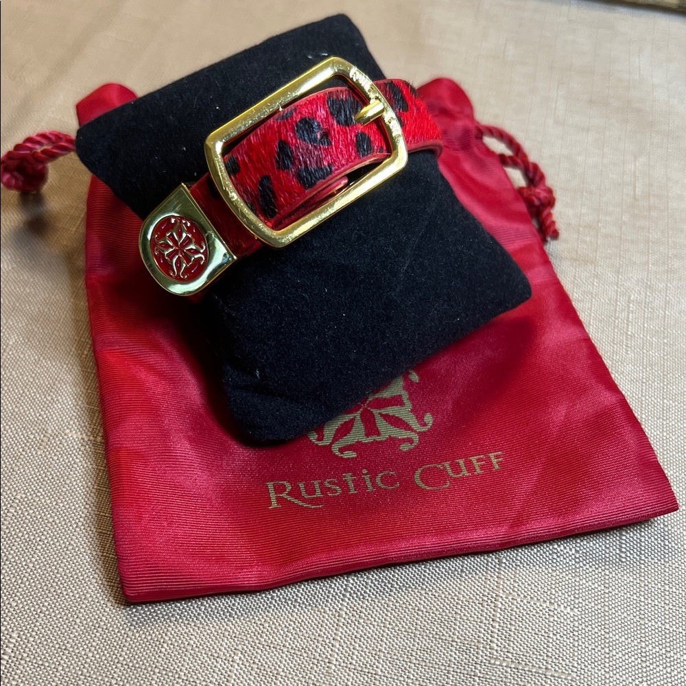 Rustic Cuff Red and Gold Women's Bracelet